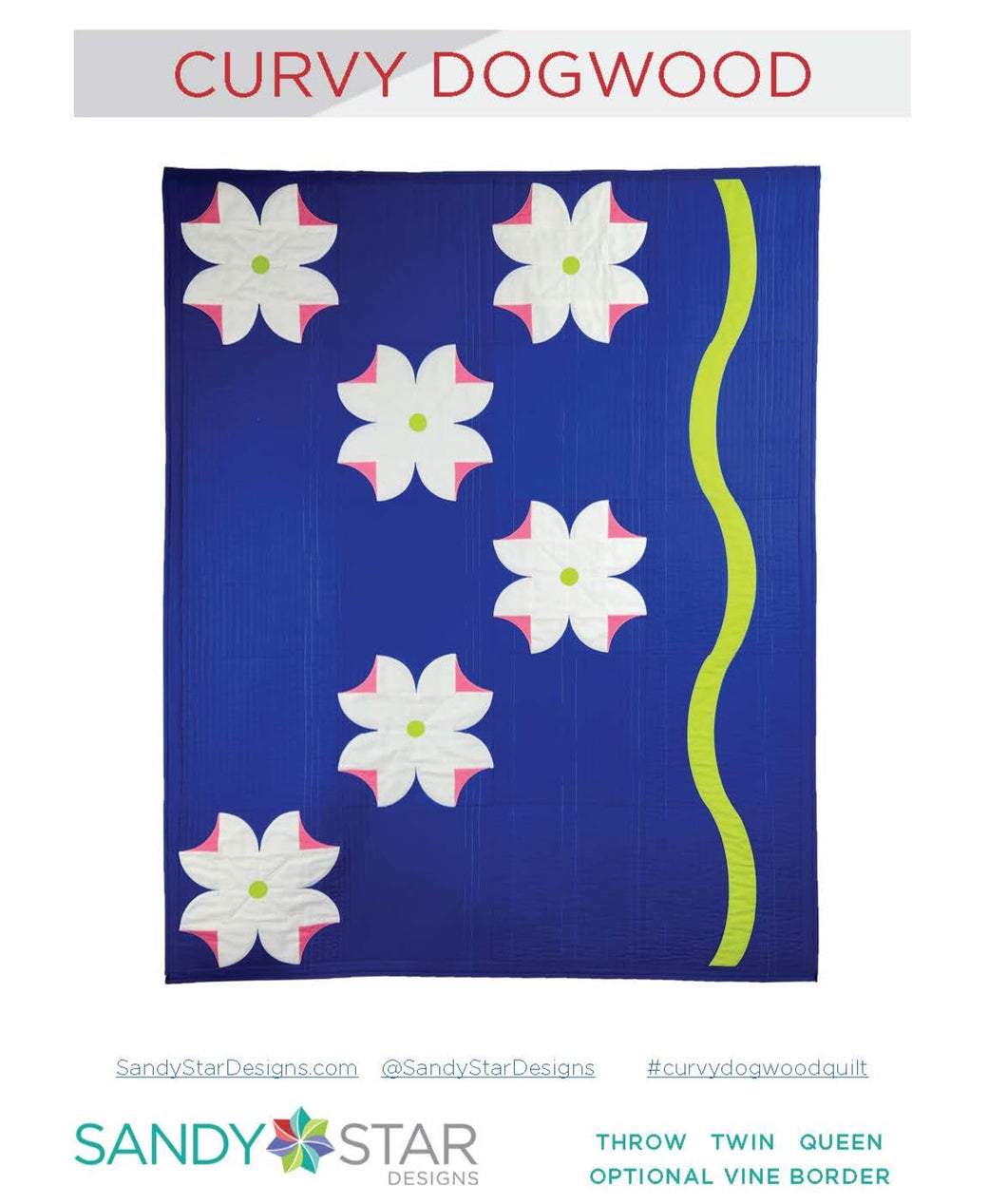 Curvy Dogwood Quilt Pattern, Digital Download